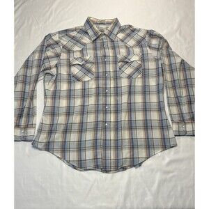Levis Pearl Snap Long Sleeve Shirt Plaid Flap Pocket Western Cowboy Mens XL